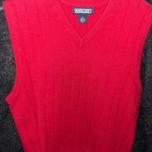 Lands' End Men's Bright Red V-Neck Sweater Vest